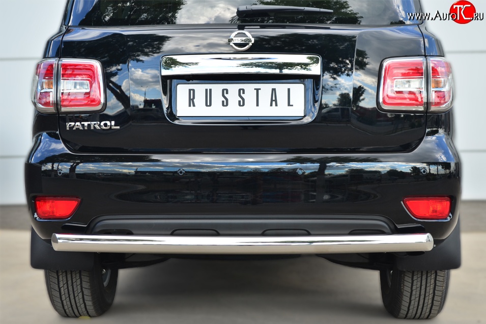 14 599 р. Защита заднего бампера (Ø76 мм, нержавейка) Russtal  Nissan Patrol  6 (2014-2017)  с доставкой в г. Калуга