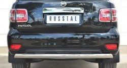 15 649 р. Защита заднего бампера (Ø75x42 мм, нержавейка) Russtal Nissan Patrol 6 Y62 рестайлинг (2014-2017)  с доставкой в г. Калуга. Увеличить фотографию 1