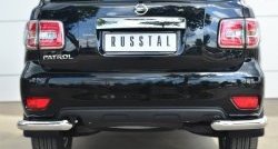 14 699 р. Защита заднего бампера (Ø76 мм уголки, нержавейка) Russtal  Nissan Patrol  6 (2014-2017)  с доставкой в г. Калуга. Увеличить фотографию 1