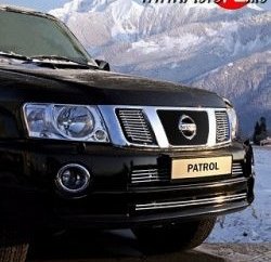 1 299 р. Декоративные вставки решетки радиатора Souz-96 (2 элемента)  Nissan Patrol  6 (2010-2014) Y62 дорестайлинг  с доставкой в г. Калуга. Увеличить фотографию 1