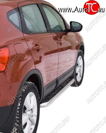 8 999 р. Защита порогов ТехноСфера (Техно Сфера) (Сталь с покрытием, с алюминиевым листом, d63.5 mm)  Nissan Qashqai  1 (2007-2013) (цвет: Серебристый)  с доставкой в г. Калуга