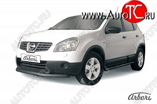 5 939 р. Защита переднего бампера Arbori (короткая, черная, 1 труба d57 mm). Nissan Qashqai 1 дорестайлинг (2007-2010)  с доставкой в г. Калуга