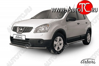 7 919 р. Защита переднего бампера Arbori (нержавейка, 1 труба d57 mm). Nissan Qashqai 1 дорестайлинг (2007-2010)  с доставкой в г. Калуга