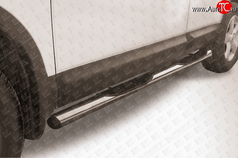 13 949 р. Защита порогов из трубы d76 мм с пластиковыми вставками для ног Slitkoff  Nissan Qashqai  1 (2007-2010) (Нержавейка, Полированная)  с доставкой в г. Калуга