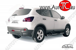 2 789 р. Защита заднего бампера Arbori (уголки, черная, 1 труба d57 mm). Nissan Qashqai 1 дорестайлинг (2007-2010)  с доставкой в г. Калуга