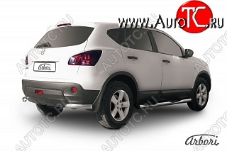 6 659 р. Защита заднего бампера Arbori (уголки, нержавейка, 1 труба d57 mm). Nissan Qashqai 1 дорестайлинг (2007-2010)  с доставкой в г. Калуга