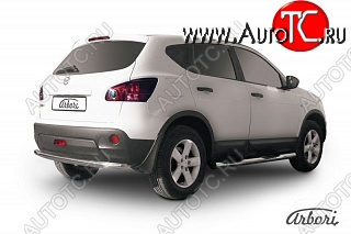 9 809 р. Защита заднего бампера Arbori (нержавейка, 1 труба d57 mm). Nissan Qashqai 1 дорестайлинг (2007-2010)  с доставкой в г. Калуга