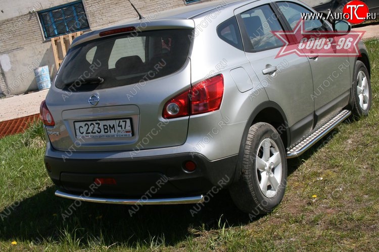 8 369 р. Защита заднего бампера Souz-96 (d60) Nissan Qashqai 1 дорестайлинг (2007-2010)  с доставкой в г. Калуга