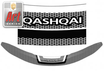 2 499 р. Дефлектор капота CA-Plastiс  Nissan Qashqai  2 (2013-2019) (Серия Art графит)  с доставкой в г. Калуга. Увеличить фотографию 1