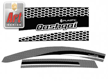2 349 р. Дефлектора окон CA-Plastic  Nissan Qashqai  2 (2013-2019) (Серия Art черная)  с доставкой в г. Калуга. Увеличить фотографию 1