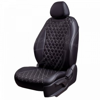 Чехлы для сидений Lord Autofashion Байрон (экокожа, раздельная спинка + подлокотник, 3 Г-образных подголовника) Nissan Qashqai 2 J11 рестайлинг (2017-2022)