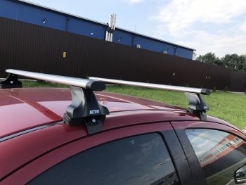 4 199 р. Багажник на крышу Inter Nissan Qashqai 2 J11 дорестайлинг (2013-2019) (Алюминиевые поперечины Аэро, 140 см)  с доставкой в г. Калуга. Увеличить фотографию 2