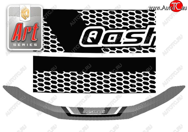 2 259 р. Дефлектор капота CA-Plastiс  Nissan Qashqai  2 (2017-2022) (Серия Art серебро)  с доставкой в г. Калуга