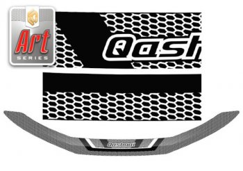 2 259 р. Дефлектор капота CA-Plastiс  Nissan Qashqai  2 (2017-2022) (Серия Art черная)  с доставкой в г. Калуга. Увеличить фотографию 1