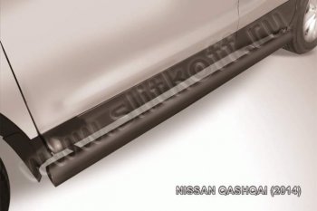 8 449 р. Защита порогов Slitkoff  Nissan Qashqai  2 (2013-2019) (Цвет: серебристый)  с доставкой в г. Калуга. Увеличить фотографию 1