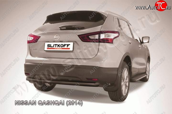 5 999 р. Защита задняя Slitkoff  Nissan Qashqai  2 (2013-2019) (Цвет: серебристый)  с доставкой в г. Калуга