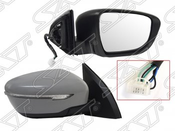 Боковое правое зеркало заднего вида SAT (обогрев, поворот, 7 контактов) Nissan Qashqai 2 J11 дорестайлинг (2013-2019)