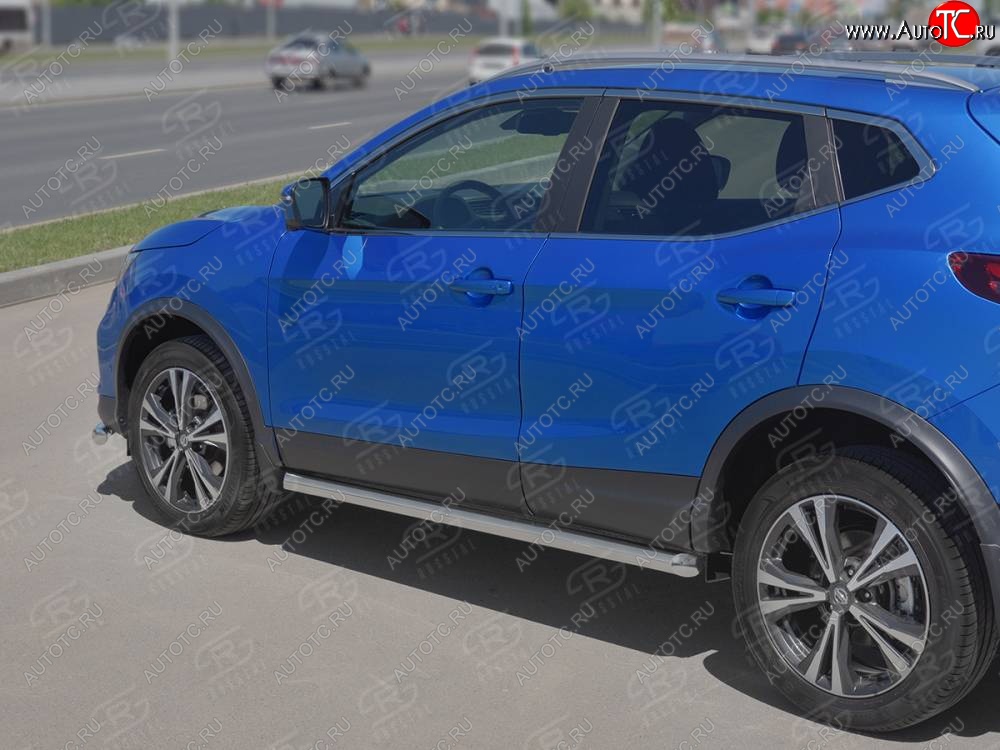 16 999 р. Защита порогов (Ø63 мм, нержавейка) SLITKOFF  Nissan Qashqai  2 (2017-2022) J11 рестайлинг (Металлические торцы под 45°)  с доставкой в г. Калуга