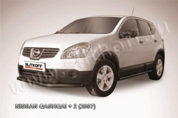 6 449 р. Защита переднего бампер Slitkoff  Nissan Qashqai +2  1 (2008-2010) (Цвет: серебристый)  с доставкой в г. Калуга. Увеличить фотографию 1