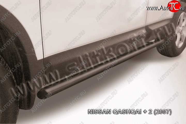 7 749 р. Защита порогов Slitkoff  Nissan Qashqai +2  1 (2008-2010) (Цвет: серебристый)  с доставкой в г. Калуга