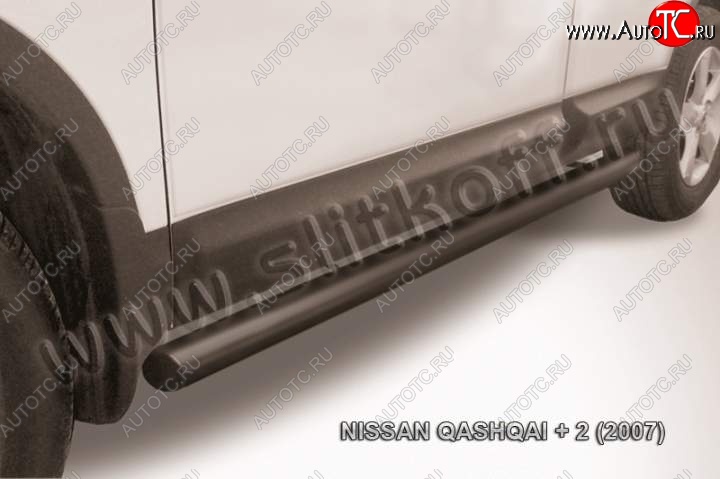8 349 р. Защита порогов Slitkoff  Nissan Qashqai +2  1 (2008-2010) (Цвет: серебристый)  с доставкой в г. Калуга