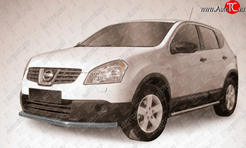 7 799 р. Защита переднего бампера Slitkoff (Ø 57 мм, длинная).  Nissan Qashqai  1 (2010-2013) J10 рестайлинг (Сталь с полимерным покрытием. Цвет: серебристый)  с доставкой в г. Калуга