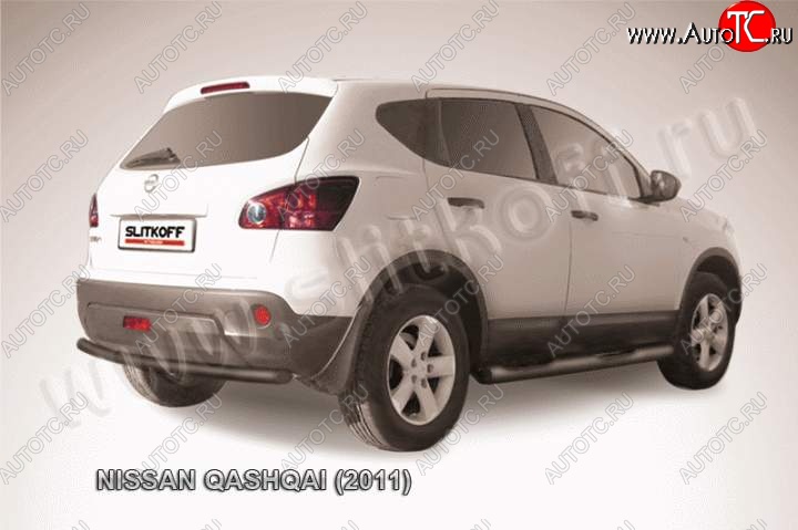 5 999 р. Защита задняя Slitkoff  Nissan Qashqai  1 (2010-2013) (Цвет: серебристый)  с доставкой в г. Калуга