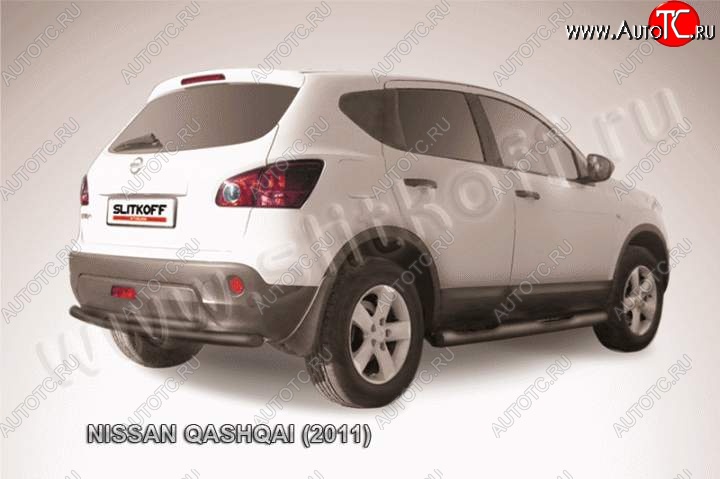 6 999 р. Защита задняя Slitkoff  Nissan Qashqai  1 (2010-2013) (Цвет: серебристый)  с доставкой в г. Калуга