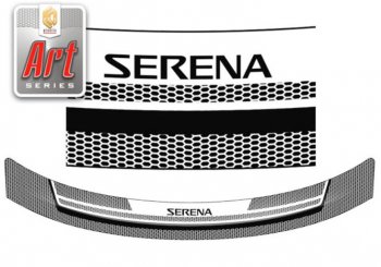 2 349 р. Дефлектор капота CA-Plastiс  Nissan Serena  3 (2005-2010) (Серия Art серебро)  с доставкой в г. Калуга. Увеличить фотографию 1