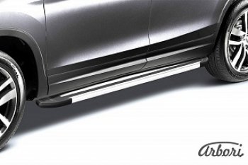 11 789 р. Порожки для ног Arbori Luxe Silver Nissan Terrano D10 дорестайлинг (2013-2016)  с доставкой в г. Калуга. Увеличить фотографию 1