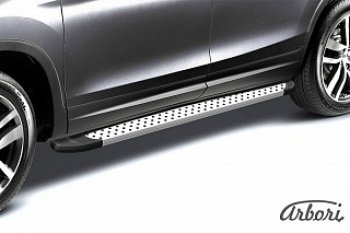 Порожки для ног Arbori Standart Silver Nissan Terrano D10 дорестайлинг (2013-2016)