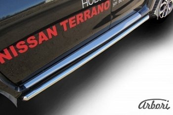 Защита переднего бампера Arbori (нержавейка, 1 труба d57 mm). Nissan Terrano D10 дорестайлинг (2013-2016)