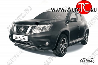 7 145 р. Защита переднего бампера Arbori (черная, 2 трубы d42 mm)  Nissan Terrano  D10 (2013-2022) дорестайлинг, рестайлинг  с доставкой в г. Калуга