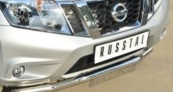 13 999 р. Защита переднего бампера (Ø63 мм волна с надписью, нержавейка) Russtal  Nissan Terrano  D10 (2013-2022)  с доставкой в г. Калуга. Увеличить фотографию 2