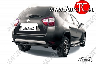 7 019 р. Защита заднего бампера Arbori (черная, 1 труба d42 mm). Nissan Terrano D10 дорестайлинг (2013-2016)  с доставкой в г. Калуга