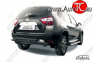 7 019 р. Защита заднего бампера Arbori (черная, 2 трубы d42 mm). Nissan Terrano D10 дорестайлинг (2013-2016)  с доставкой в г. Калуга