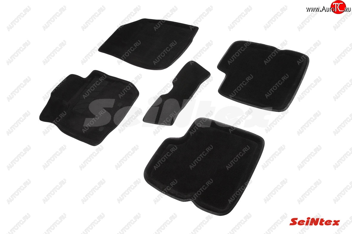 4 099 р. Комплект 3D ковриков в салон (ворсовые / чёрные) Seintex Nissan Terrano D10 дорестайлинг (2013-2016)  с доставкой в г. Калуга