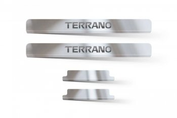 Пороги накладки в проем дверей Petroil Tuning Nissan (Нисан) Terrano (Террано)  D10 (2013-2022) D10 дорестайлинг, рестайлинг  (Нержавеющая полированная сталь)