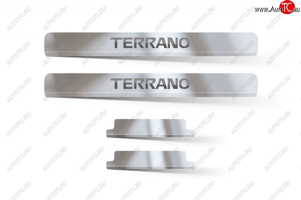 2 299 р. Пороги накладки в проем дверей Petroil Tuning Nissan Terrano D10 рестайлинг (2016-2022) (Нержавеющая полированная сталь)  с доставкой в г. Калуга