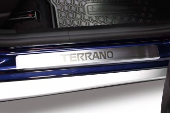 2 299 р. Пороги накладки в проем дверей Petroil Tuning Nissan Terrano D10 рестайлинг (2016-2022) (Нержавеющая полированная сталь)  с доставкой в г. Калуга. Увеличить фотографию 2
