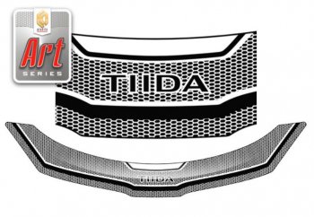 2 499 р. Дефлектор капота CA-Plastiс  Nissan Tiida  1 хэтчбэк (2004-2007) (Серия Art графит)  с доставкой в г. Калуга. Увеличить фотографию 1