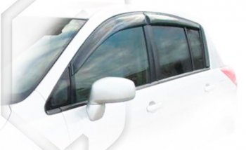 2 169 р. Дефлектора окон (правый руль) CA-Plastiс Nissan Tiida 1 хэтчбэк C11 дорестайлинг, Япония (2004-2007) (Classic полупрозрачный, Без хром.молдинга)  с доставкой в г. Калуга. Увеличить фотографию 1