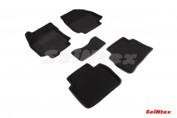 4 799 р. Комплект 3D ковриков в салон (ворсовые / чёрные) Seintex Nissan Tiida 1 седан C11 рестайлинг (2010-2014)  с доставкой в г. Калуга. Увеличить фотографию 1