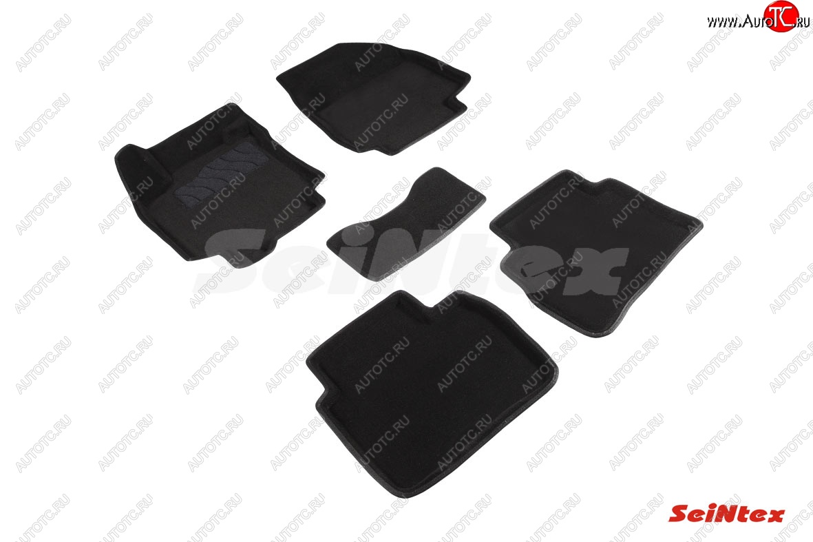 4 799 р. Комплект 3D ковриков в салон (ворсовые / чёрные) Seintex Nissan Tiida 1 седан C11 рестайлинг (2010-2014)  с доставкой в г. Калуга