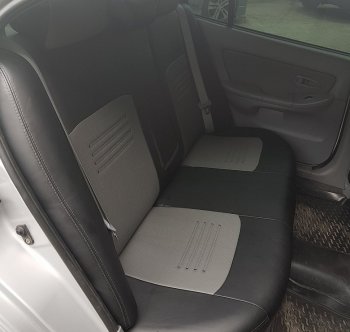 8 749 р. Чехлы для сидений Lord Autofashion Турин (экокожа)  Nissan Tiida  1 хэтчбэк (2004-2007) (Чёрный, вставка серая)  с доставкой в г. Калуга. Увеличить фотографию 4