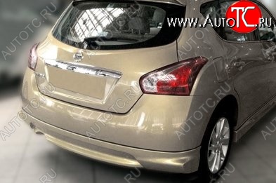 11 449 р. Накладка на задний бампер CT Nissan Tiida 2 хэтчбек C12 (2011-2019) (Неокрашенная)  с доставкой в г. Калуга