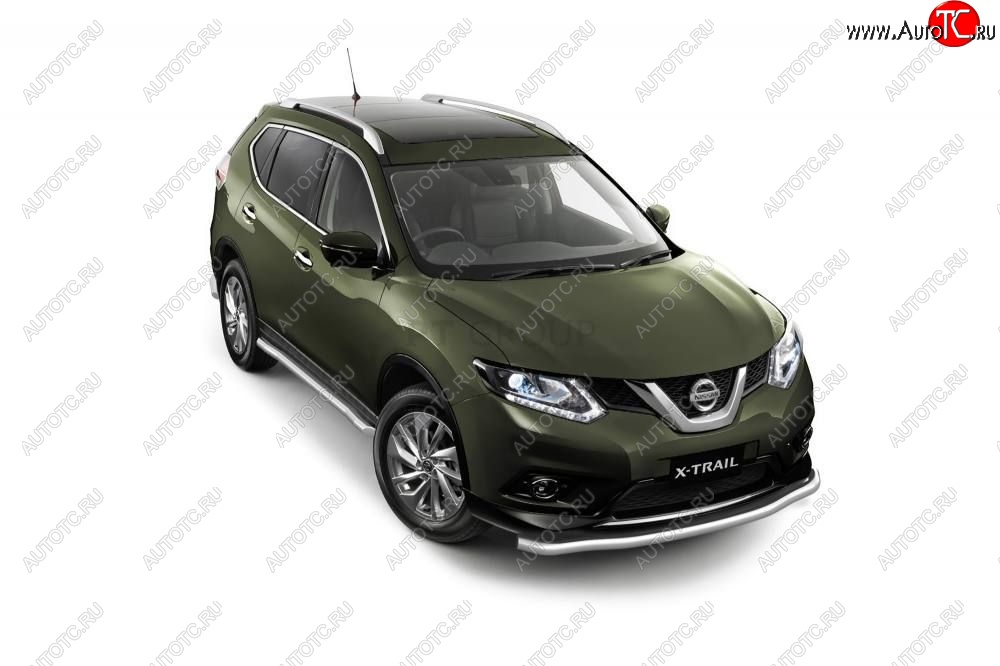 25 699 р. Защита порогов вогнутая из трубы Ø63 Petroil Tuning Nissan X-trail 3 T32 рестайлинг (2017-2022) (Нержавеющая полированная сталь)  с доставкой в г. Калуга