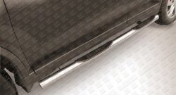 13 949 р. Защита порогов из трубы d76 мм с пластиковыми вставками для ног Slitkoff  Nissan X-trail  3 T32 (2013-2018) (Цвет: нержавеющая полированная сталь)  с доставкой в г. Калуга. Увеличить фотографию 1