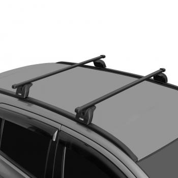 9 197 р. Багажник на крышу с низкими рейлингами сборе LUX Лада XRAY (2016-2022) (дуги прямоугольные 110 см, без замка, черный)  с доставкой в г. Калуга. Увеличить фотографию 1