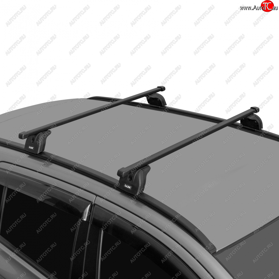 9 197 р. Багажник на крышу с низкими рейлингами сборе LUX  Лада XRAY - XRAY Cross (дуги прямоугольные 110 см, без замка, черный)  с доставкой в г. Калуга